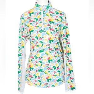 SanSoleil SolCool Long Sleeve Shirt Large 1/4 Zip UPF 50+ Lemon Martini Golf